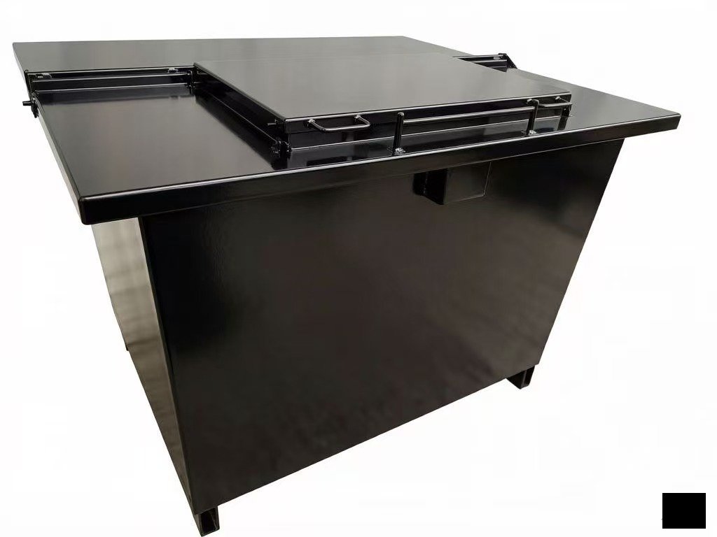 Custom container with sliding-lid locking mechanism